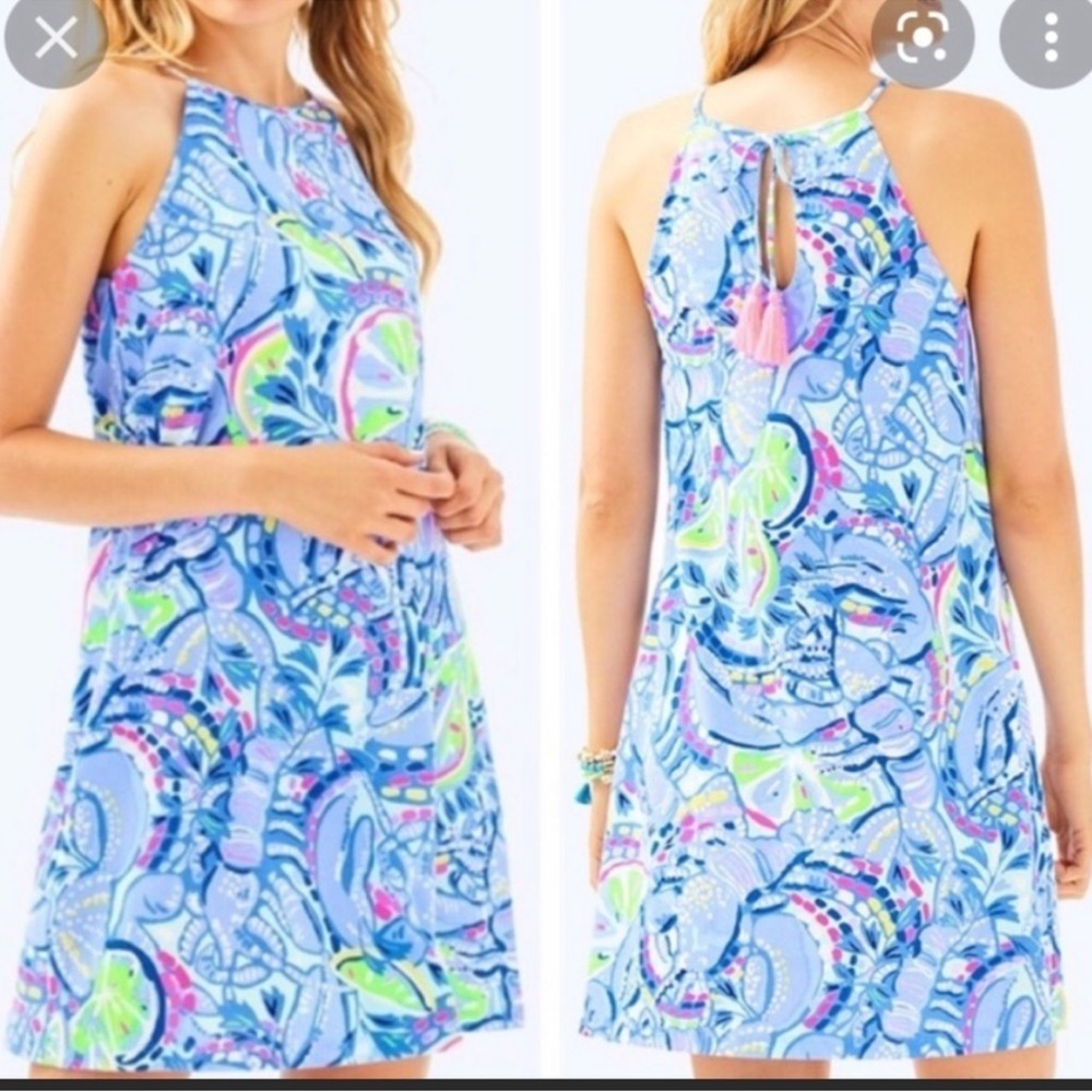 Lilly Pulitzer Margot Swing Halter Dress Pinch Sleeveless S Tassels EUC‎ - Picture 11 of 11